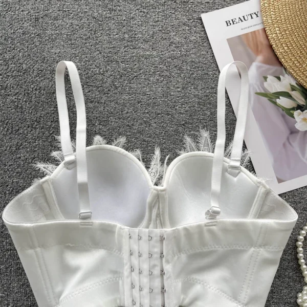Shiny Luxury Pearl Embroidery Lace Tank Top - Image 5