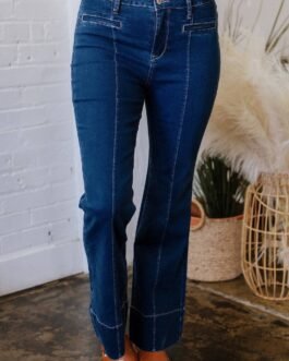 Sail Blue Center Seam Deep Wash Straight Jeans