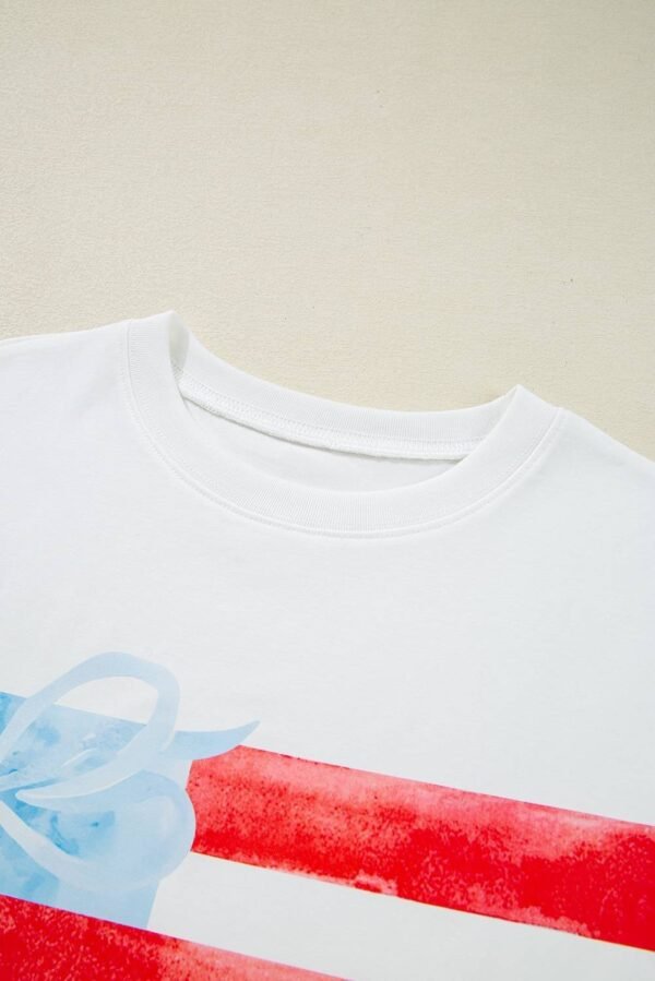 White Flag Bow Graphic Crewneck Tee - Image 7
