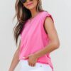 Bonbon Braided Cap Sleeve Crew Neck T Shirt