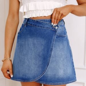 Ashleigh Blue Wrapped Crossed Waist Denim Mini Skirt