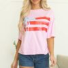 Light Pink Flag Bow Graphic Crewneck Tee