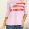 Light Pink Flag Bow Graphic Crewneck Tee