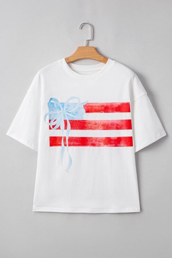 White Flag Bow Graphic Crewneck Tee - Image 4