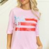 Light Pink Flag Bow Graphic Crewneck Tee