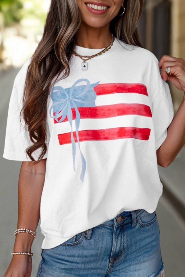 White Flag Bow Graphic Crewneck Tee - Image 2