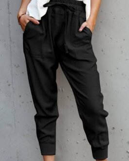 Black Causal Pockets Pants