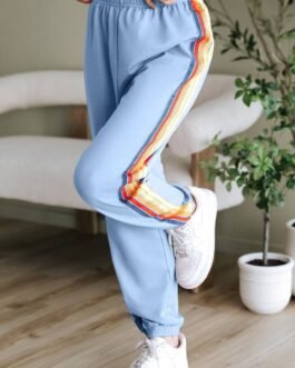 Light Blue Counting Rainbows High Waist Sweatpants