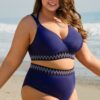 69751115-48c02bceb1dac1dd.jpg Navy Blue Embroidered Trim Wrap Tie Knot Plus Size High Waisted Bikini