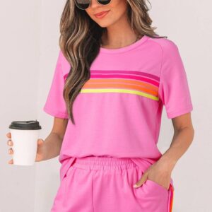 Bonbon Striped Patch Front Casual Tee