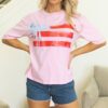 Light Pink Flag Bow Graphic Crewneck Tee