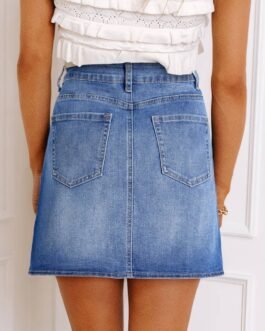Ashleigh Blue Wrapped Crossed Waist Denim Mini Skirt
