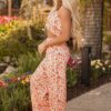 Pink Boho Floral Bandeau Top and High Waist Wide Leg Pants Set