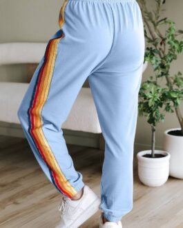 Light Blue Counting Rainbows High Waist Sweatpants