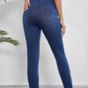 Ashleigh Blue Multiple Pockets Straight Leg Washed Stretchy Knit Casual Jeans
