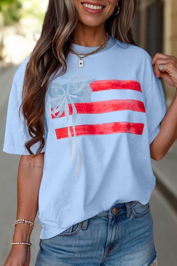 Myosotis Flag Bow Graphic Crewneck Tee - Image 2