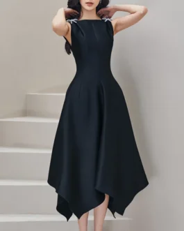 Sleeveless High Waist Irregular Ladies Formal Party Dress