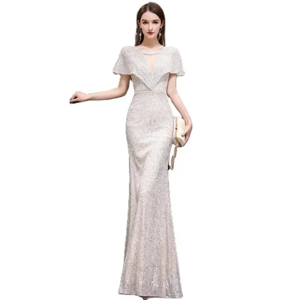 Silver Sequined Banquet  Dress - Image 4