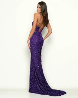 High Quality Party Sexy Sling Sequin Slit Evening Dress