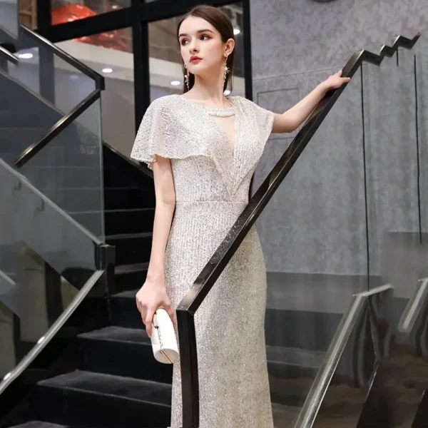Silver Sequined Banquet  Dress - Image 3