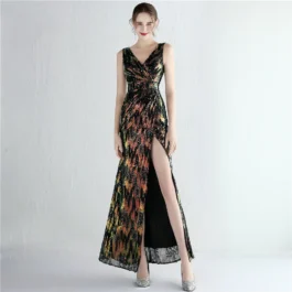 Split Long Sequin Dinner Fishtail Dress | Elegant Evening Gown