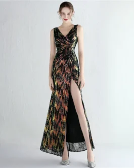 Socialite Party Temperament Split Long Sequin Dinner Fishtail Dress