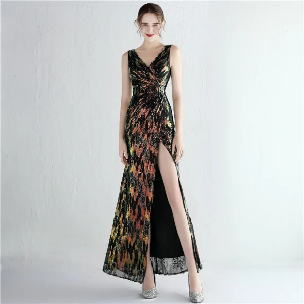 Socialite Party Temperament Split Long Sequin Dinner Fishtail Dress