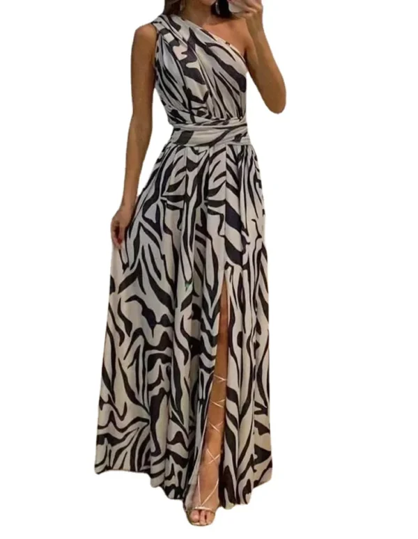 Sleeveless Slit Backless Nipped Waist Long Skirt Party Evening Dresses - Image 5