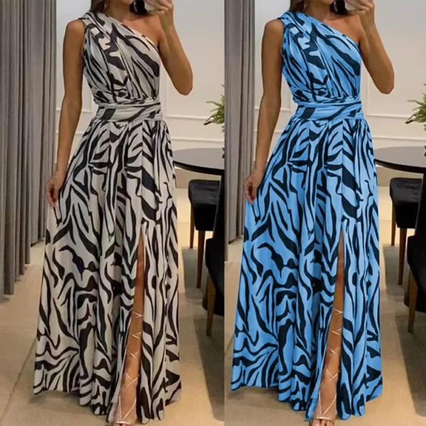Sleeveless Slit Backless Nipped Waist Long Skirt Party Evening Dresses - Image 2