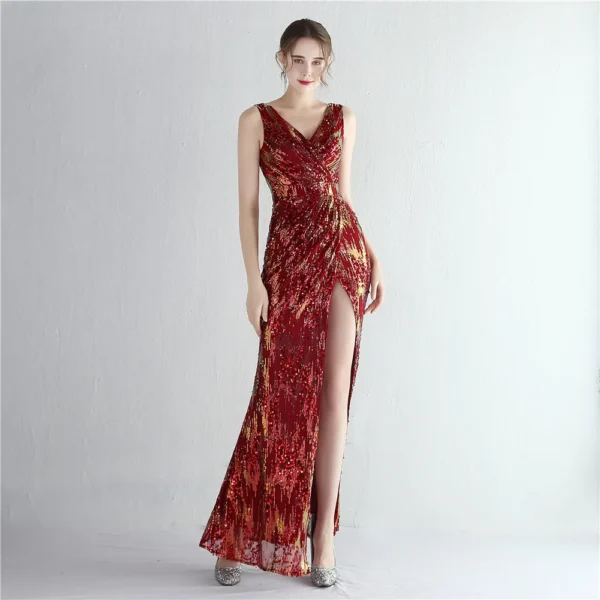 Socialite Party Temperament Split Long Sequin Dinner Fishtail Dress - Image 3