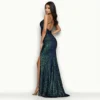 High Quality Party Sexy Sling Sequin Slit Evening Dress