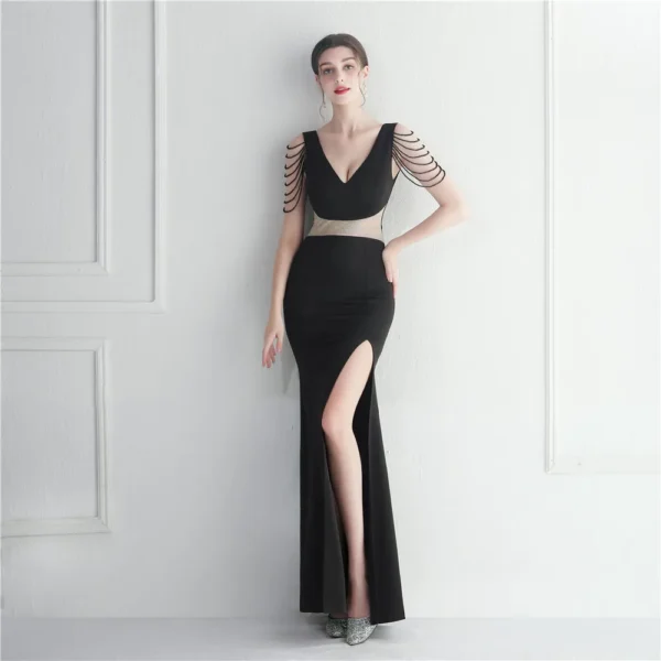 Hot Nail Beads Star Host Dinner Wedding Long Evening Dress