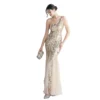 Thin Toast New Bead Mesh Process Bead Party Evening Dress