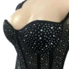 Luxury Rhinestone Slash Neck High Waist Lady Sparkly Mini Pencil Dresses
