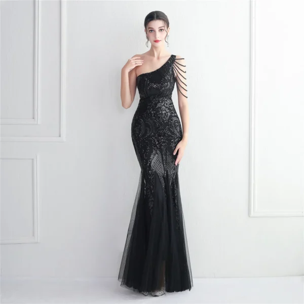 Thin Toast New Bead Mesh Process Bead Party Evening Dress - Image 4