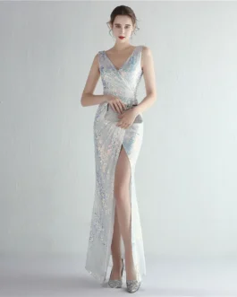 Socialite Party Temperament Split Long Sequin Dinner Fishtail Dress