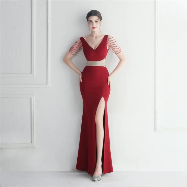 Hot Nail Beads Star Host Dinner Wedding Long Evening Dress