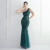 Thin Toast New Bead Mesh Process Bead Party Evening Dress