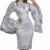 Explosion Slim Banquet Evening Women's Lace Embroidery Flared Sleeve