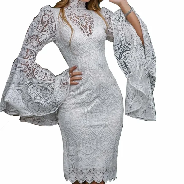 Explosion Slim Banquet Evening Women's Lace Embroidery Flared Sleeve