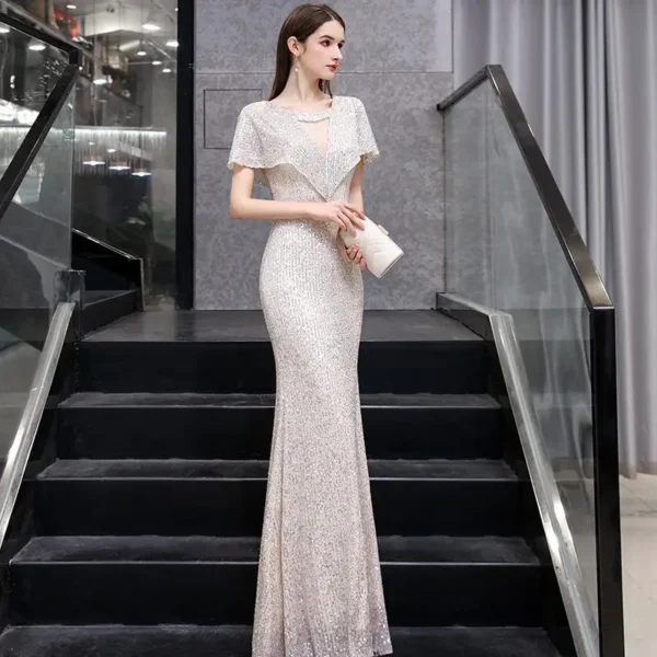 Silver Sequined Banquet  Dress - Image 2