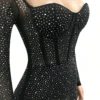 Luxury Rhinestone Slash Neck High Waist Lady Sparkly Mini Pencil Dresses