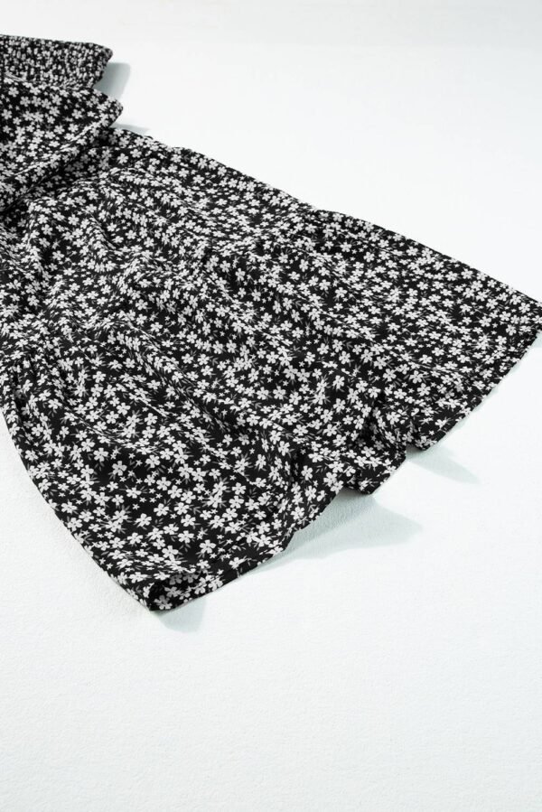 Black Thin Straps Smocked Bodice Wide Leg Floral Jumpsuit - Image 7