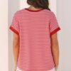 Pink Stripe Knitted Round Neck T Shirt