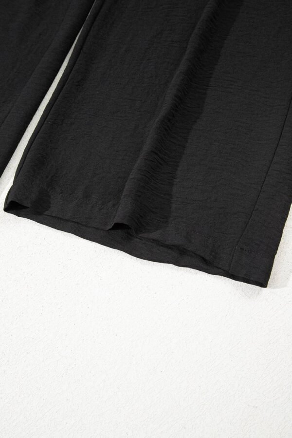 Black Drawstring Frilled Waist Wide Leg Utility Trousers - Image 17