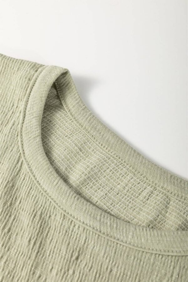 Laurel Green Textured Round Neck Half Sleeve Blouse - Image 5