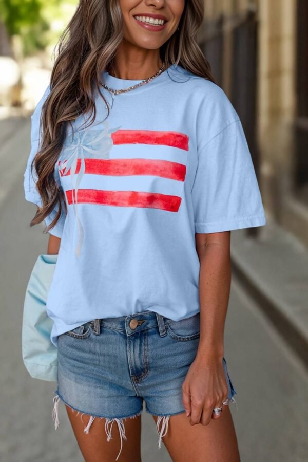 Myosotis Flag Bow Graphic Crewneck Tee - Image 3
