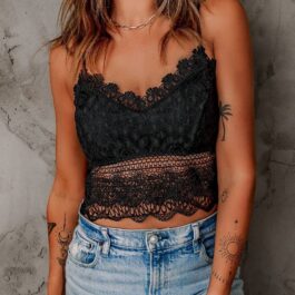 Black Crochet Lace Bralette Crop Top
