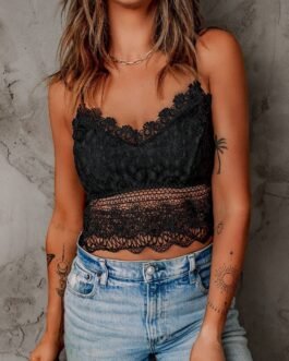 Black Crochet Lace Bralette Crop Top