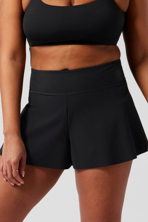 Black Solid Color High Waist Wide Leg Swim Bottom - Image 7
